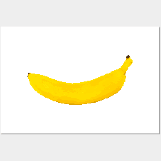 Yellow pixelated banana isolated Posters and Art